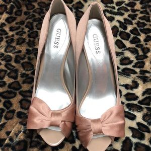 GUESS blush pink satin heels
